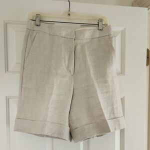 J. Crew Cream Bermuda Shorts Tailored Linen Blend